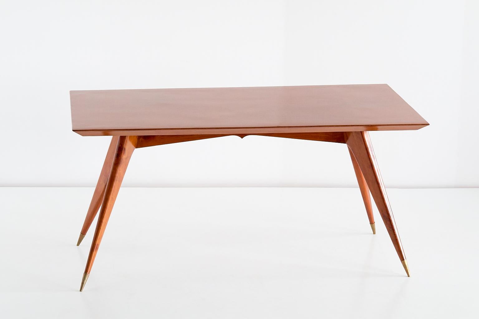 Metal Melchiorre Bega Dining Table in Walnut and Brass, Italy, Early 1950s