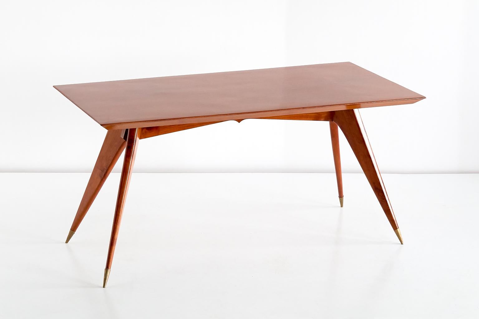 Melchiorre Bega Dining Table in Walnut and Brass, Italy, Early 1950s 1