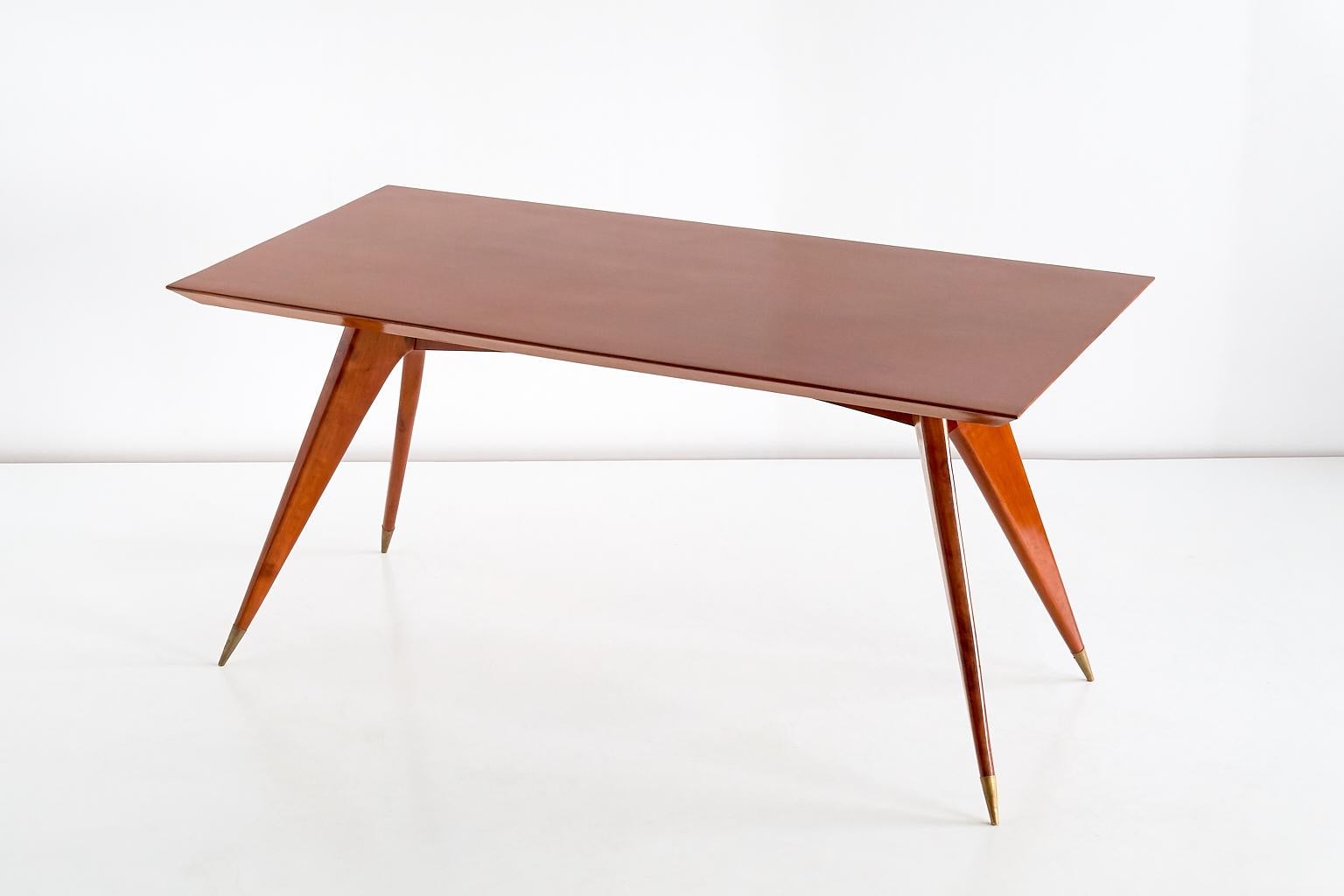 Melchiorre Bega Dining Table in Walnut and Brass, Italy, Early 1950s 2