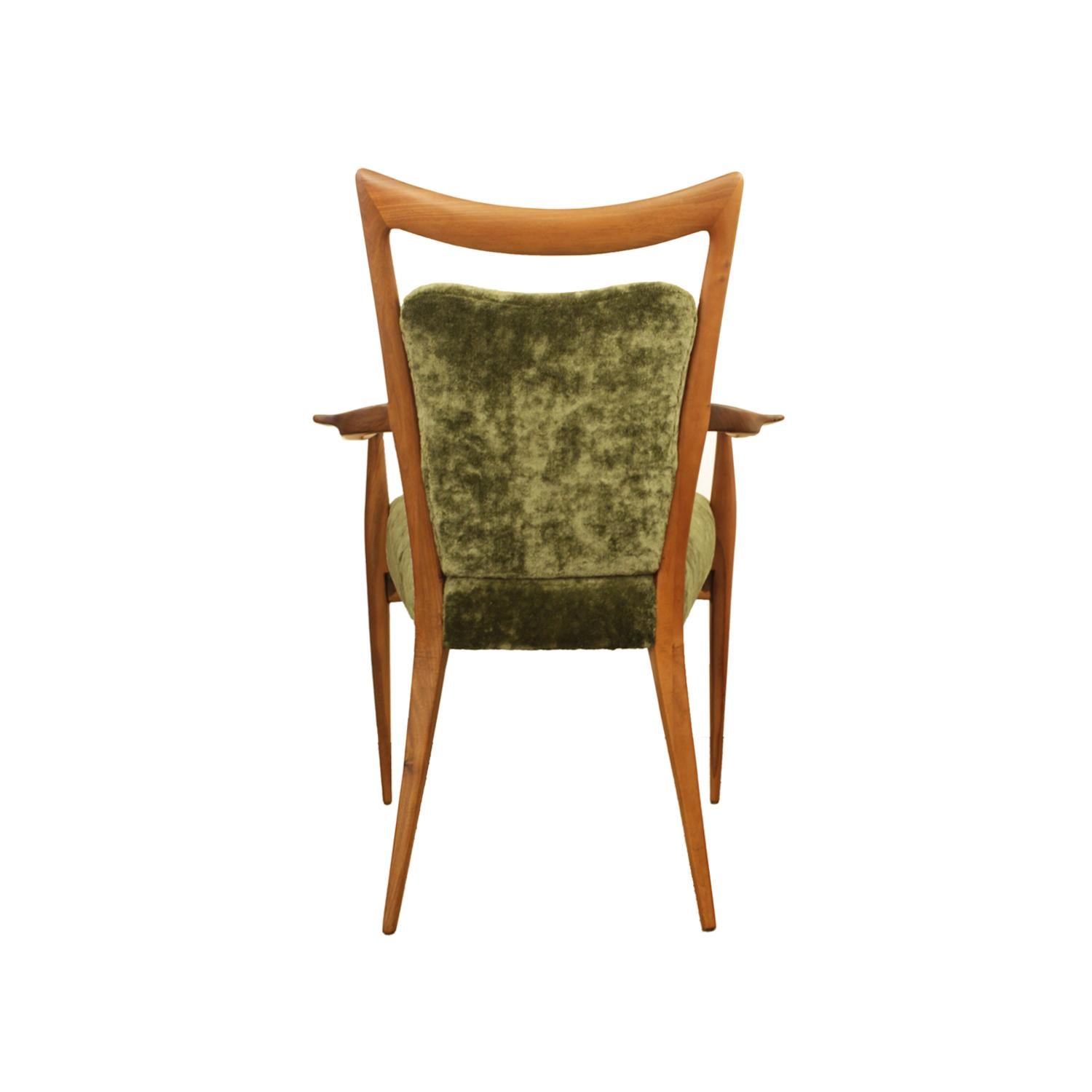 Linen Melchiorre Bega Exceptional Set of 12 Upholstered Dining Chairs. 1950s