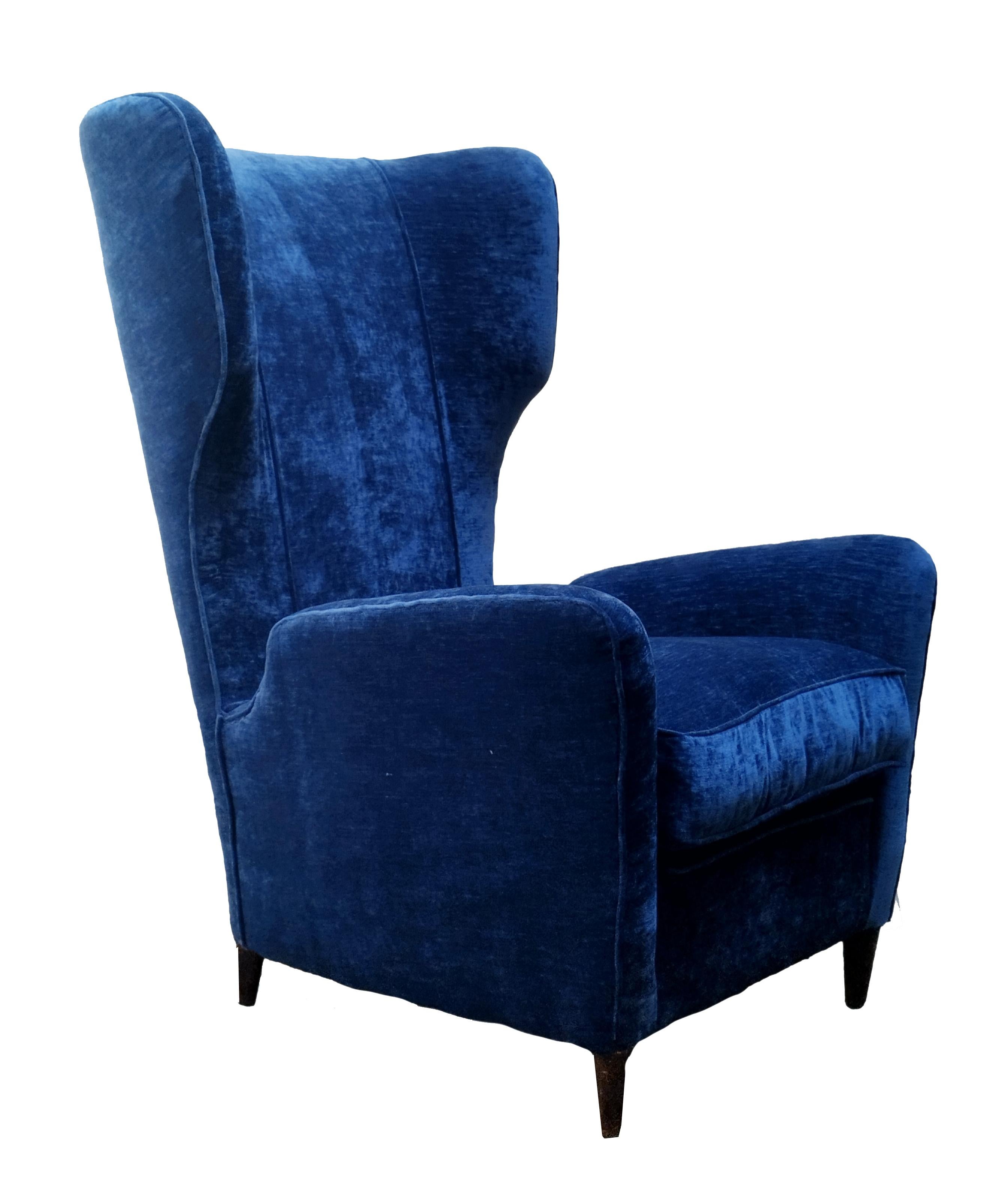 Mid-Century Modern Melchiorre Bega High Backs Armchair, Italy 1950s For Sale