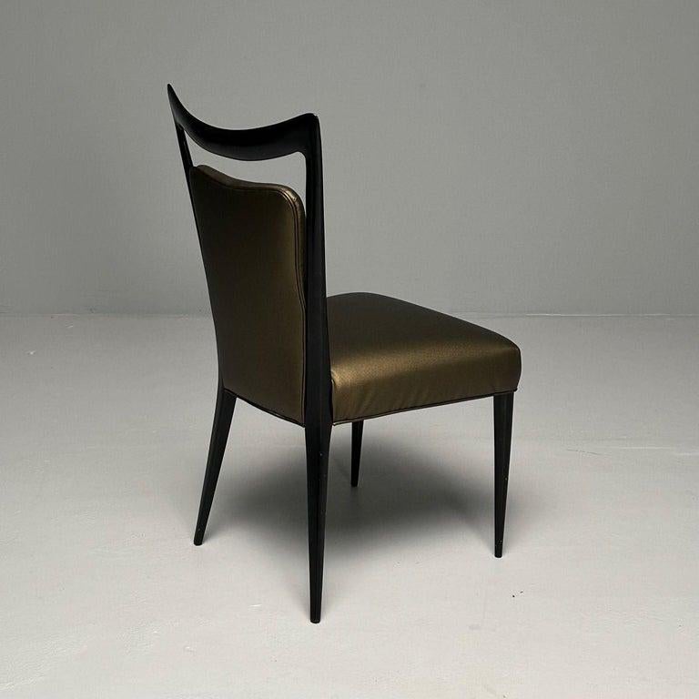 Melchiorre Bega, Italian Mid-Century Modern, Dining Chairs, Table, Black Lacquer For Sale 4