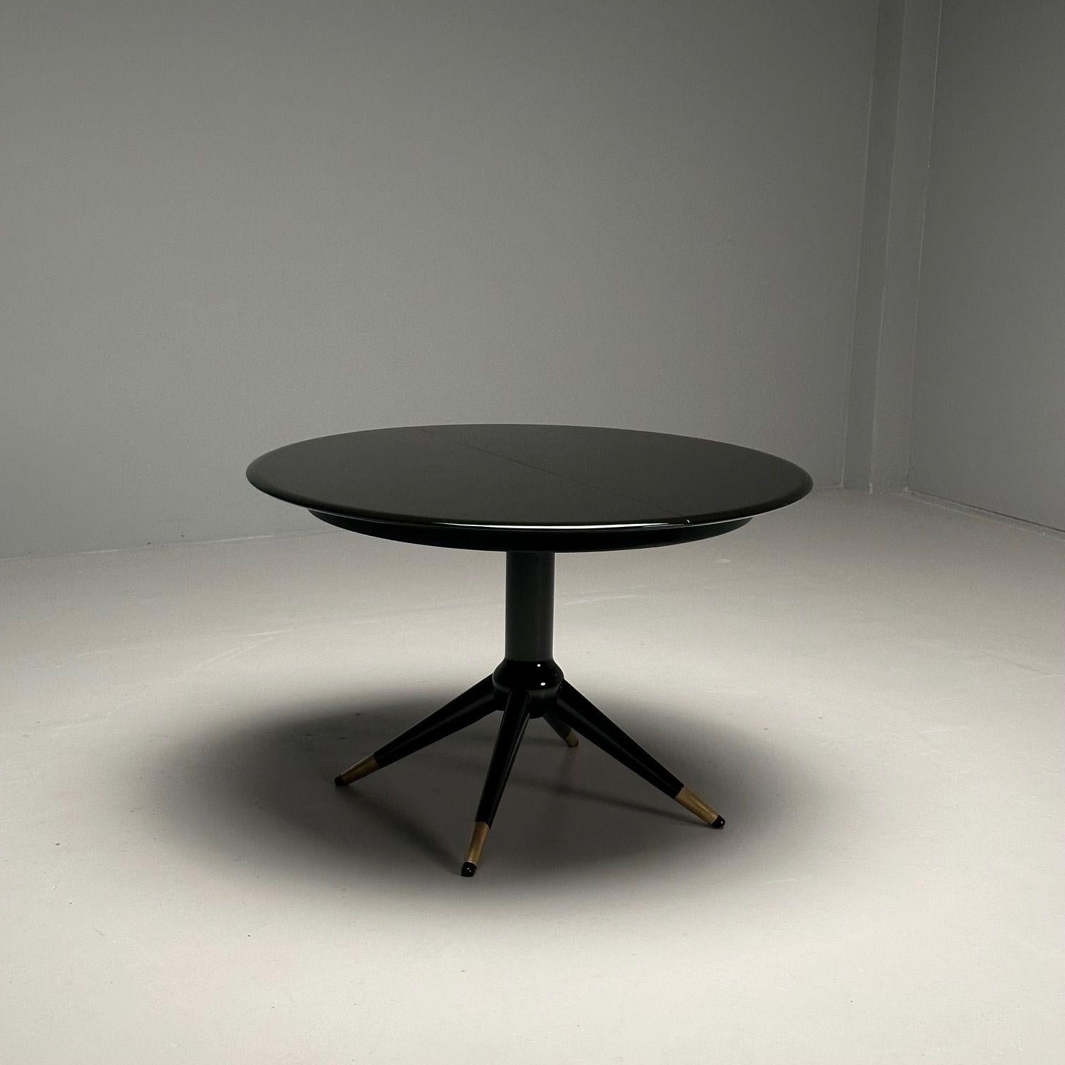 Brass Melchiorre Bega, Italian Mid-Century Modern, Dining Table, Table, Black Lacquer For Sale