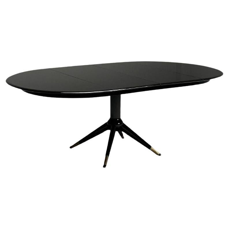 Melchiorre Bega, Italian Mid-Century Modern, Dining Table, Table, Black Lacquer For Sale