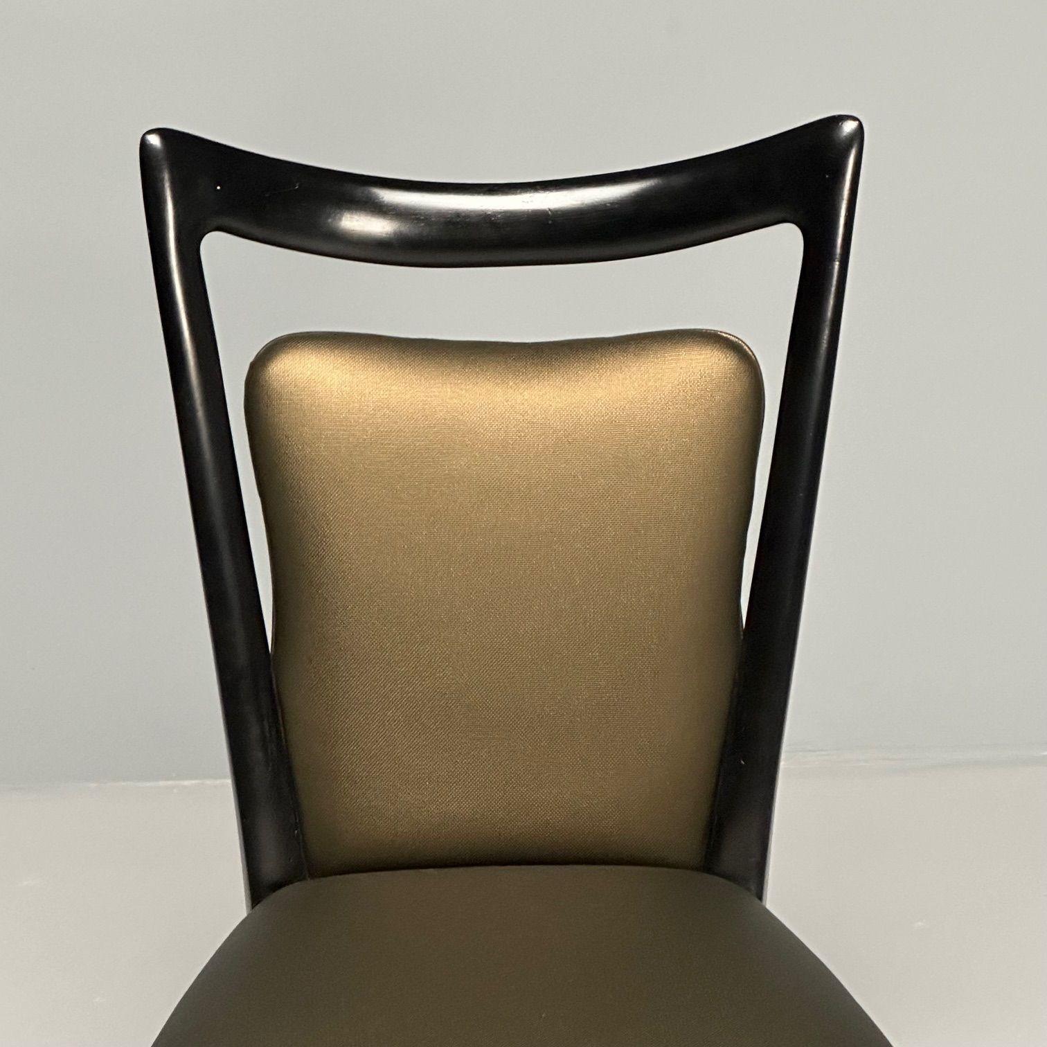Melchiorre Bega, modernité italienne du milieu du siècle, huit chaises de salle à manger, laqué noir en vente 5
