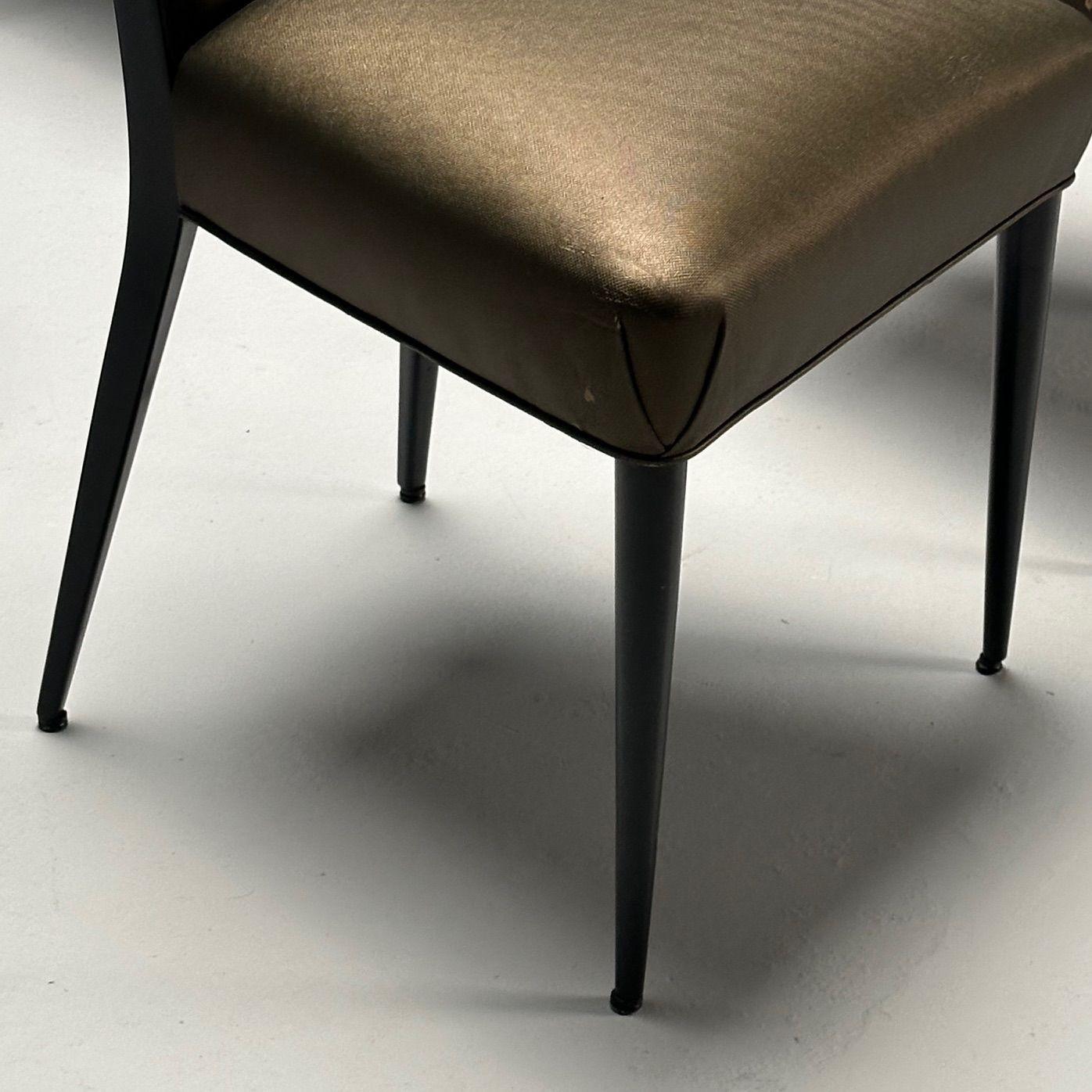 Melchiorre Bega, modernité italienne du milieu du siècle, huit chaises de salle à manger, laqué noir en vente 6