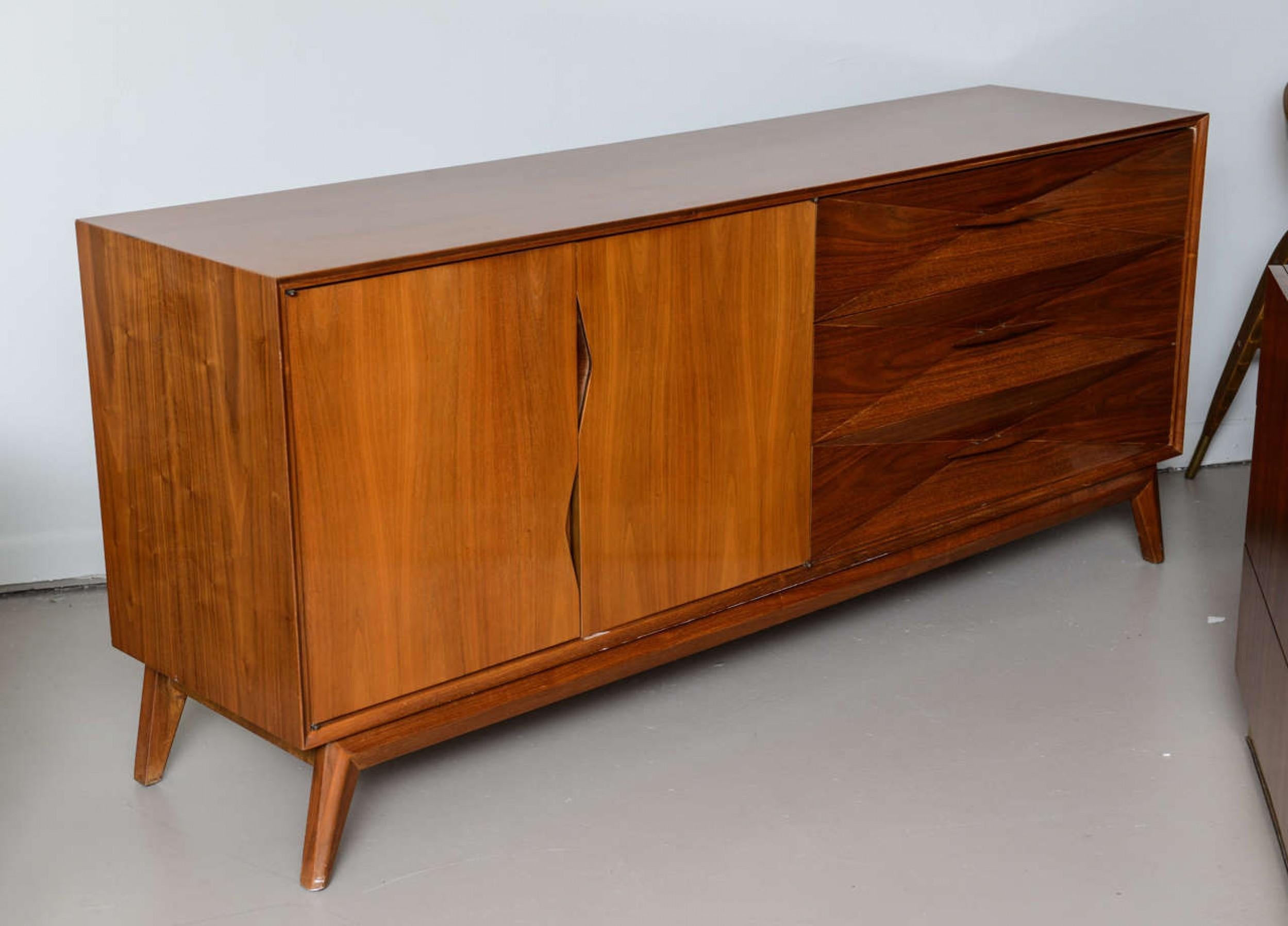20th Century Melchiorre Bega Italian Mid-Century Modern Walnut Cabinet For Sale
