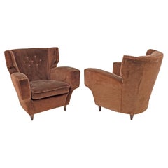 Fauteuils en velours Melchiorre Bega, Italie, milieu du siècle, 1950, paire