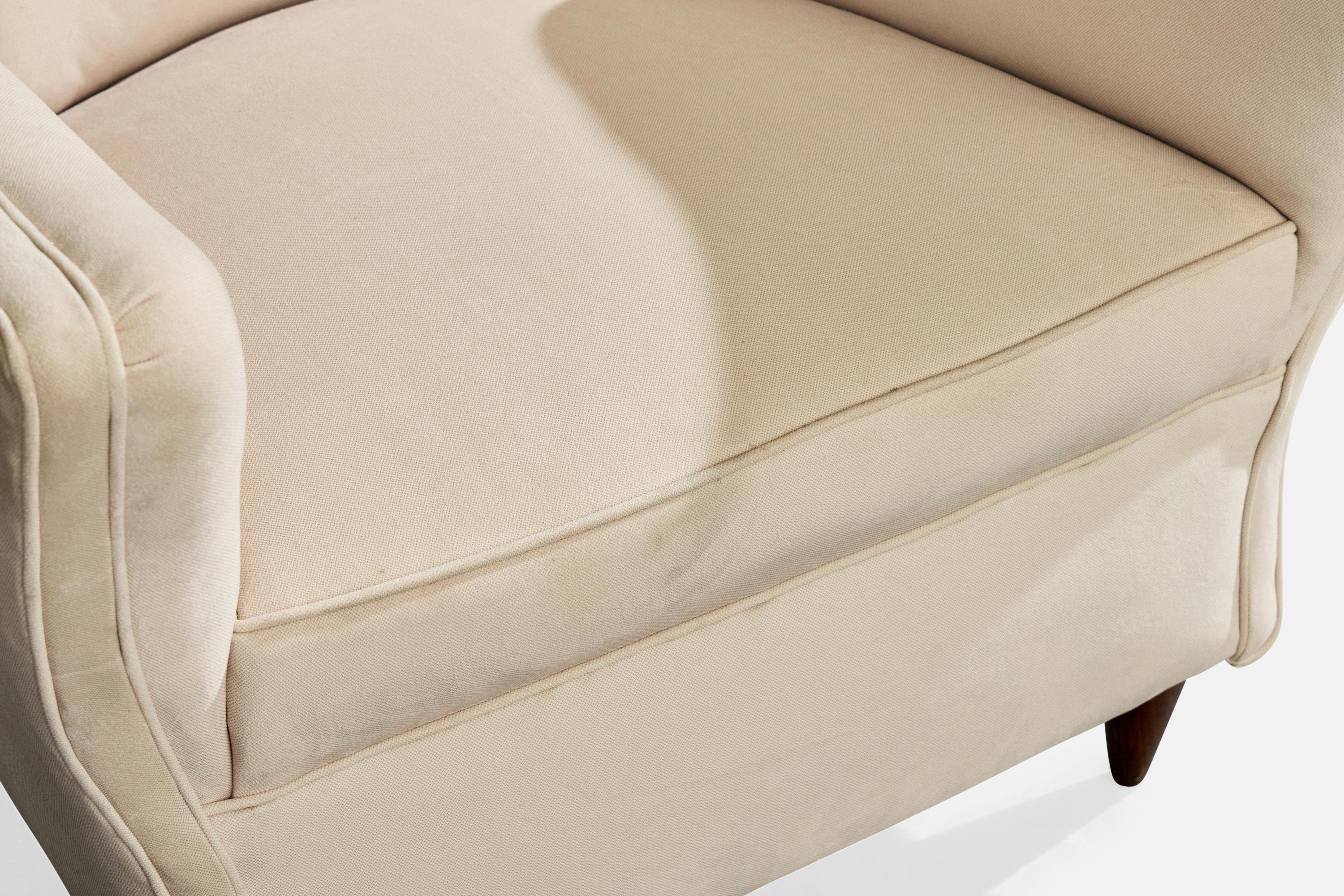 Melchiorre Bega, Loungestühle, Stoff, Nussbaum, Italien, 1950er Jahre im Angebot 5