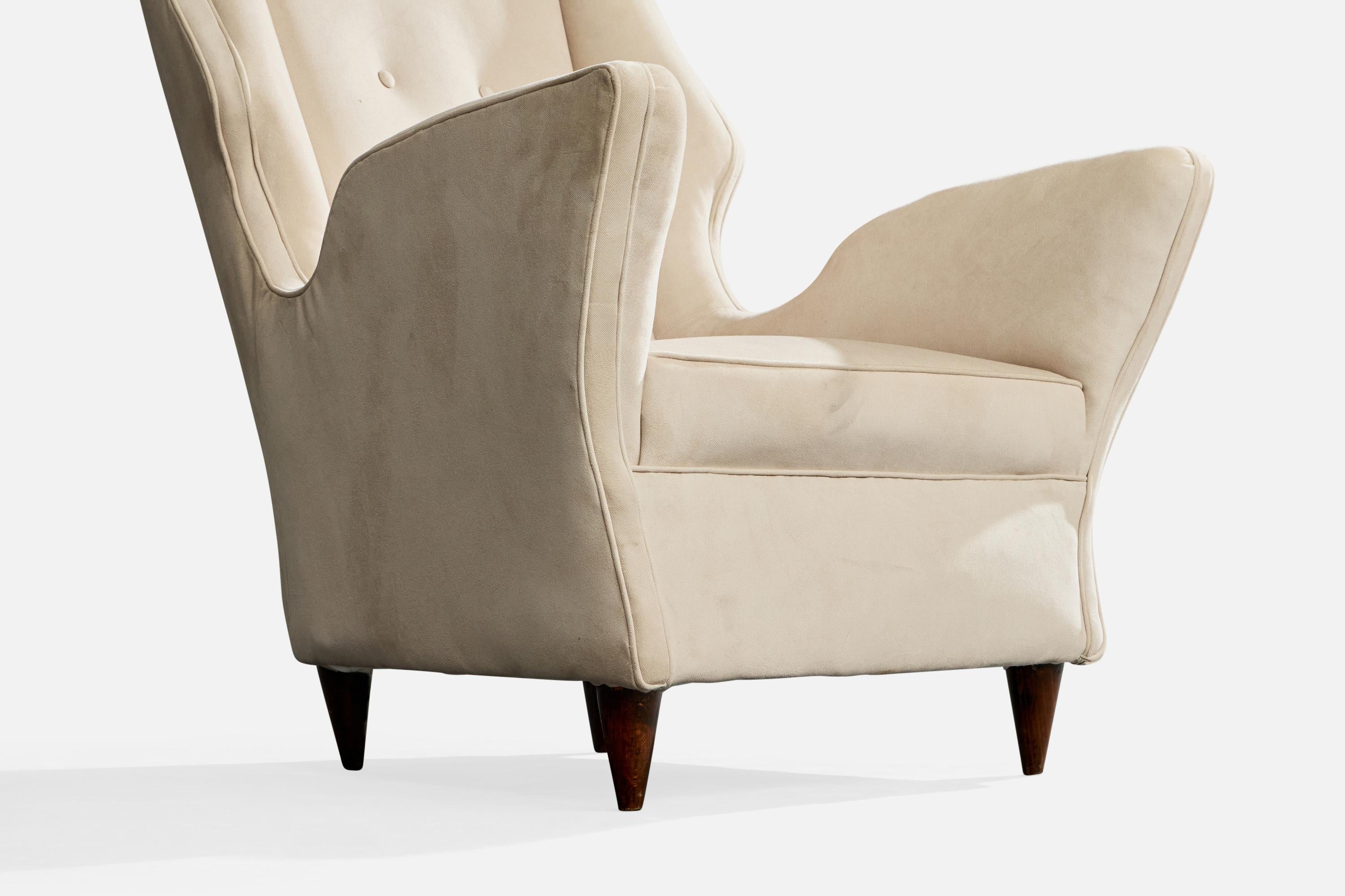 Melchiorre Bega, Loungestühle, Stoff, Nussbaum, Italien, 1950er Jahre im Angebot 6