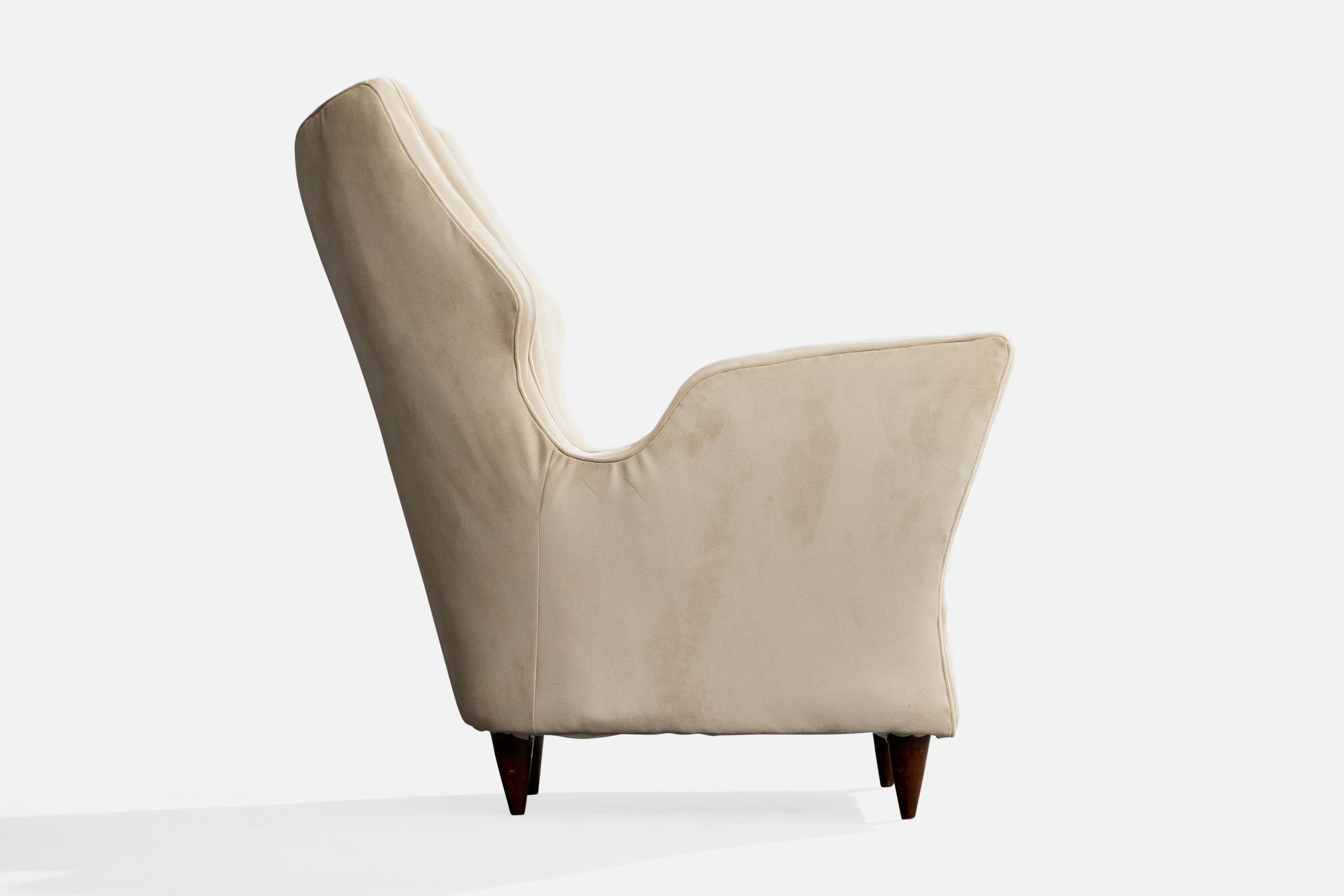 Melchiorre Bega, Loungestühle, Stoff, Nussbaum, Italien, 1950er Jahre im Angebot 1