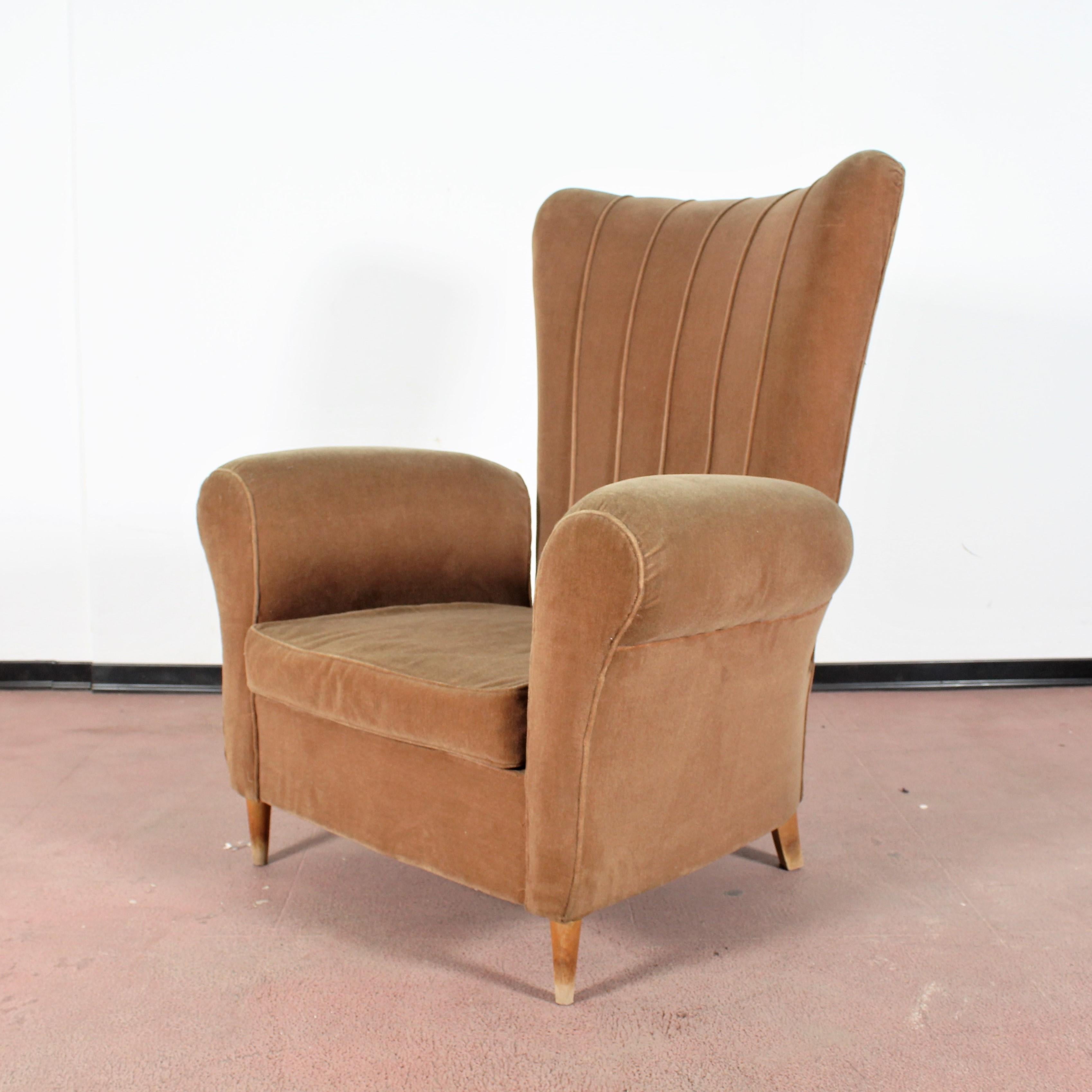 camel colored armchair