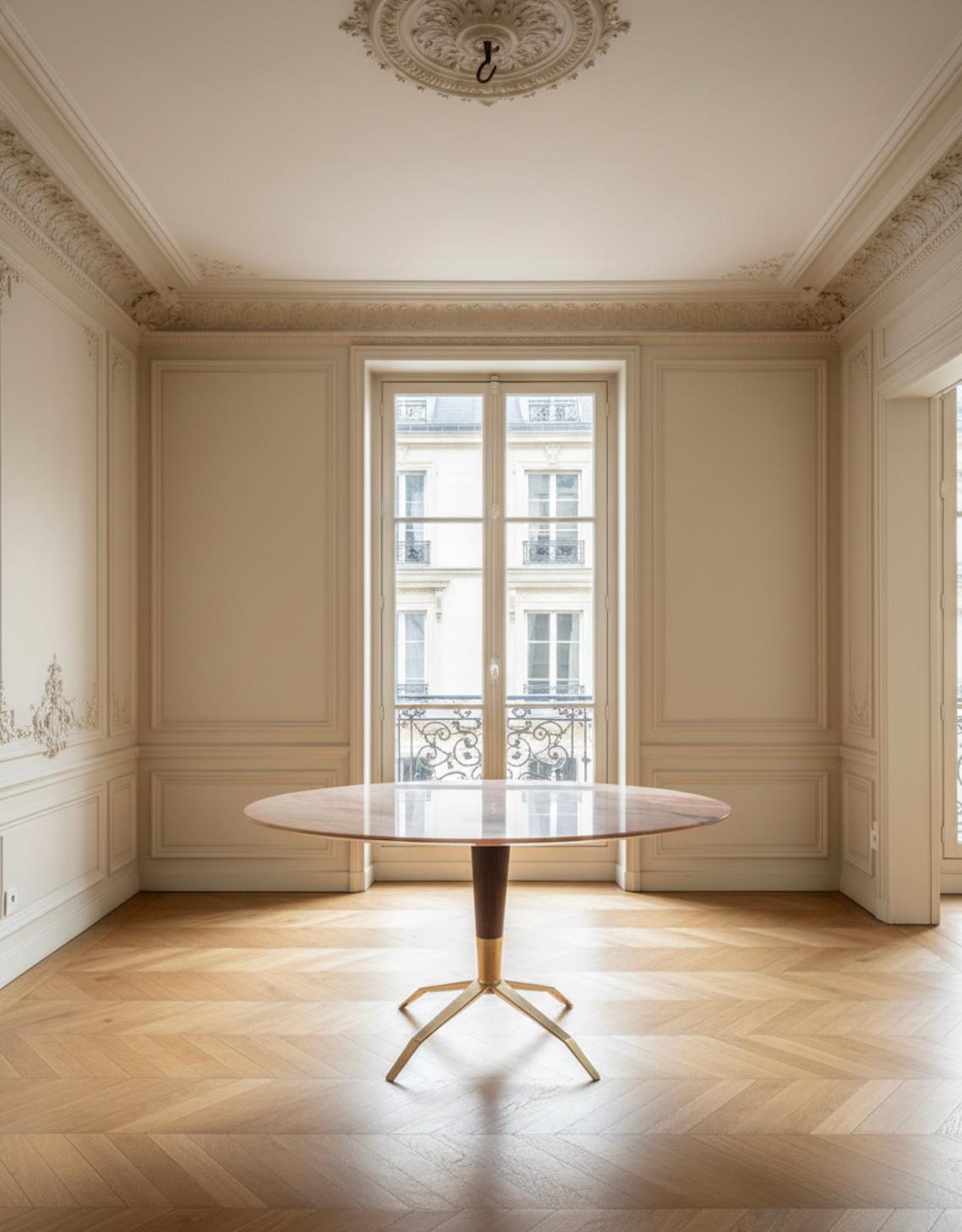 Melchiorre Bega, Mid-Century Round Table with Marble Top en vente 4