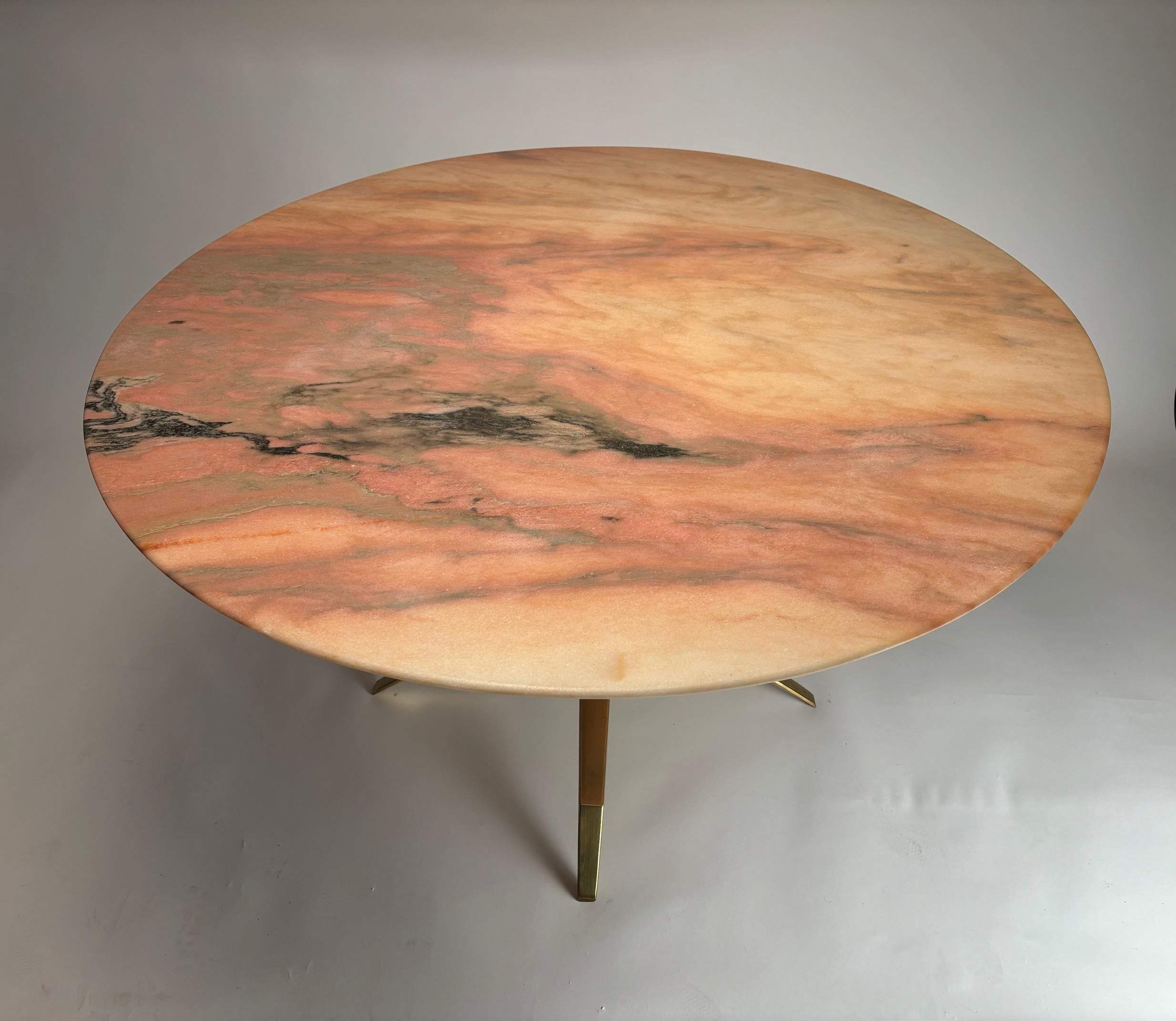 italien Melchiorre Bega, Mid-Century Round Table with Marble Top en vente