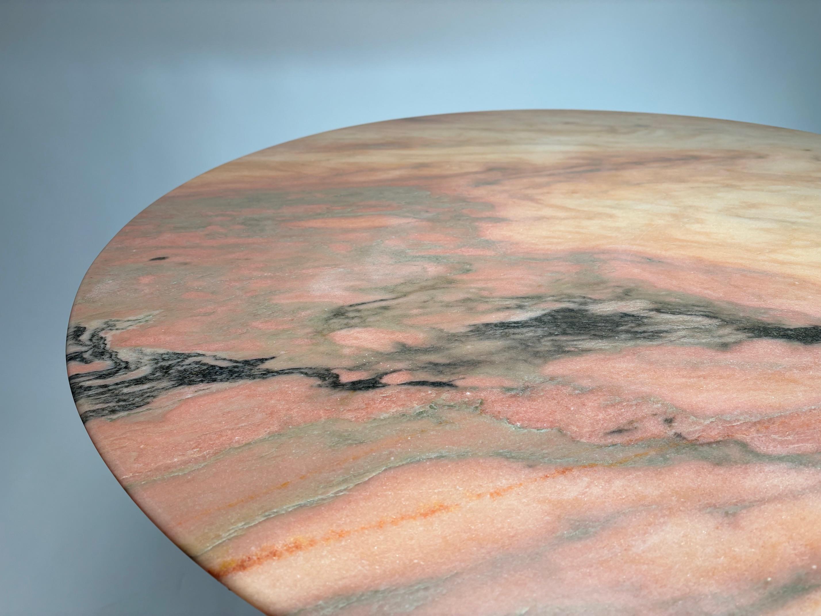 Melchiorre Bega, Mid-Century Round Table with Marble Top Bon état - En vente à Argelato, BO