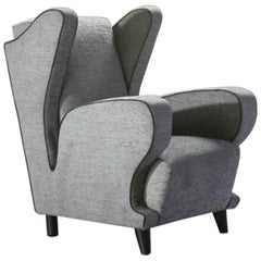Melchiorre Bega Mid-Century Style Armchair in Wood and Fabric Poltronova 1940