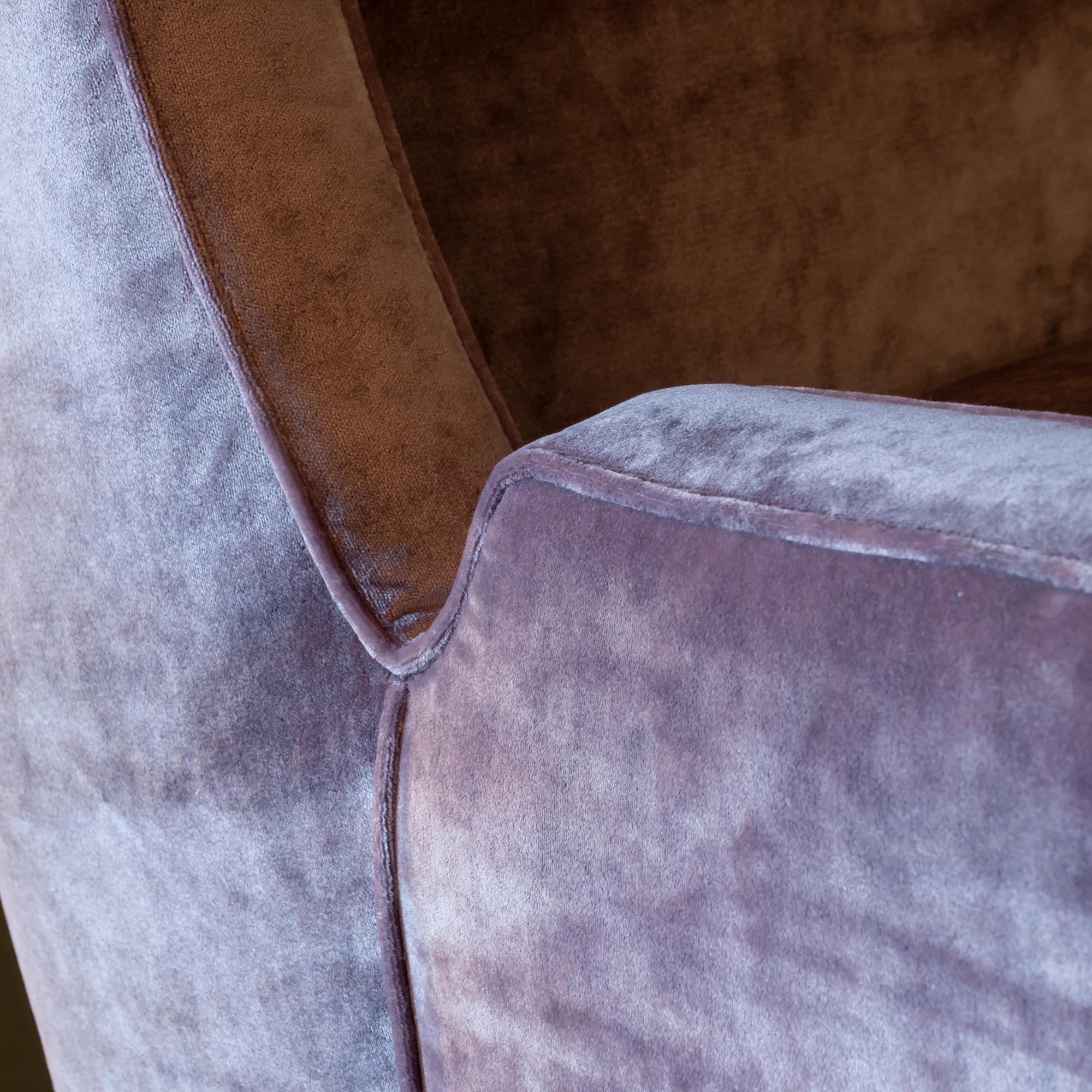 Upholstery Melchiorre Bega Pair of Armchairs in Mauve Velvet, Italy 1950