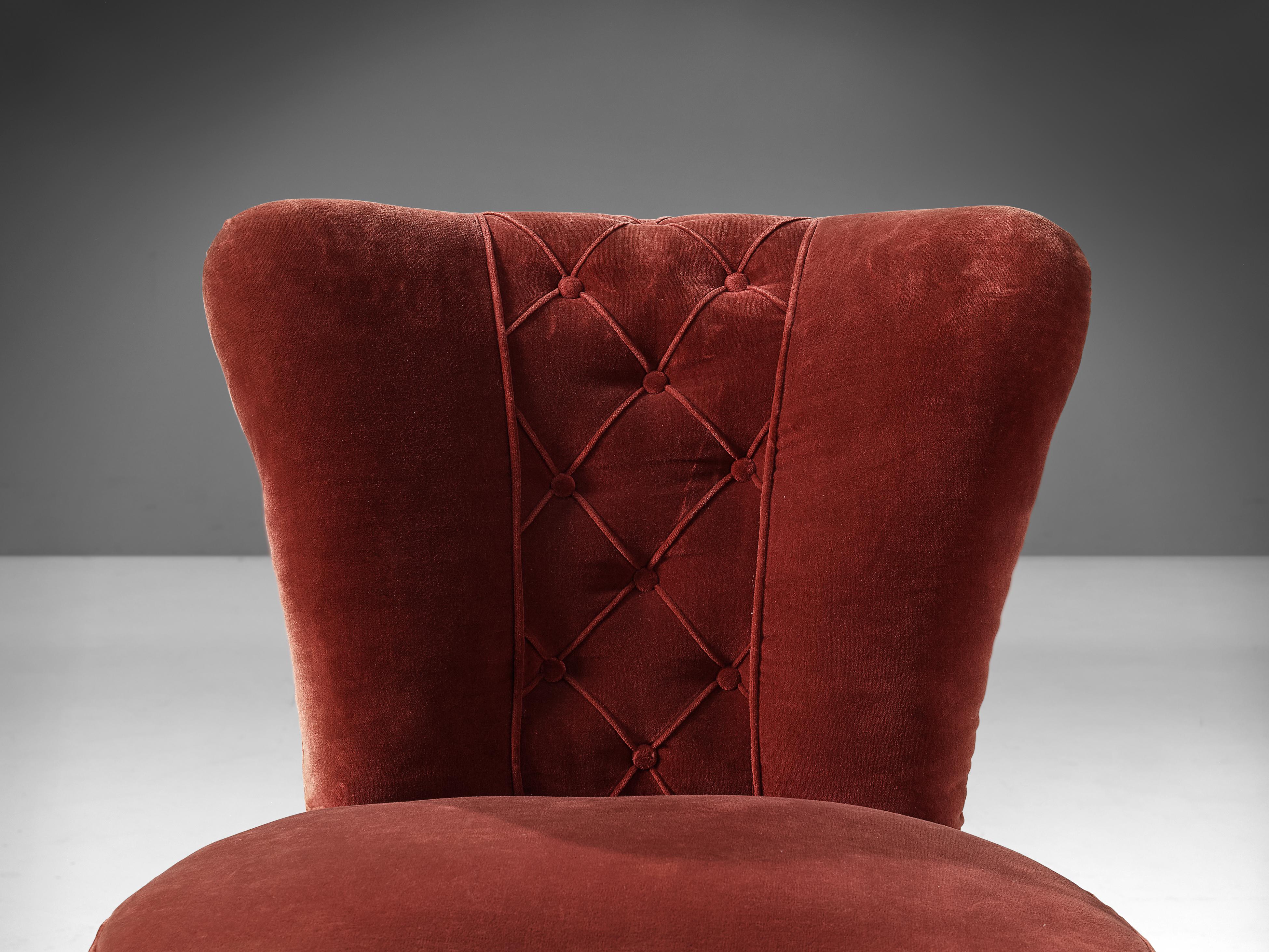 Melchiorre Bega Pair of Side Chairs in Red Velvet Upholstery 4