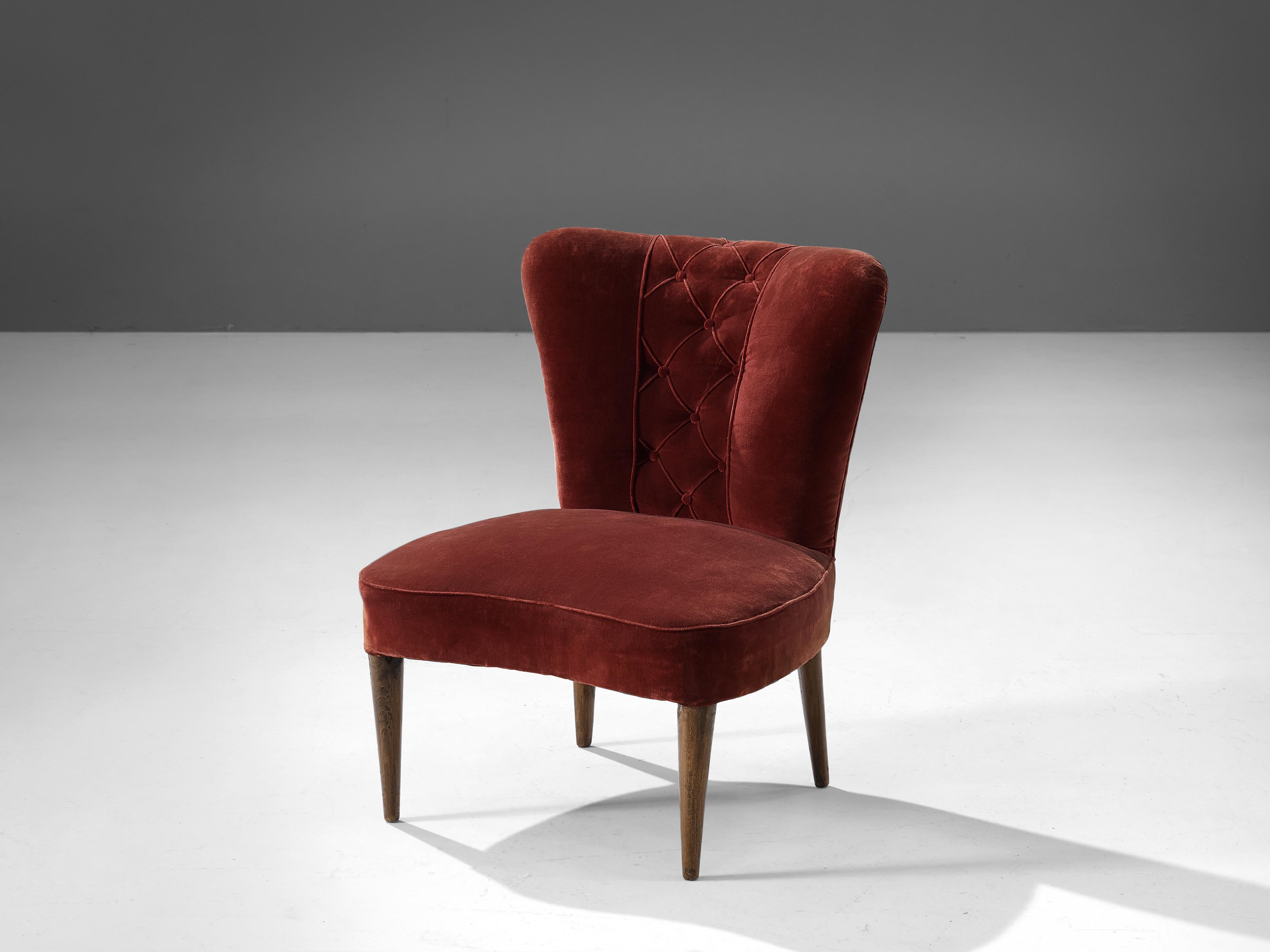 Melchiorre Bega Pair of Side Chairs in Red Velvet Upholstery 2