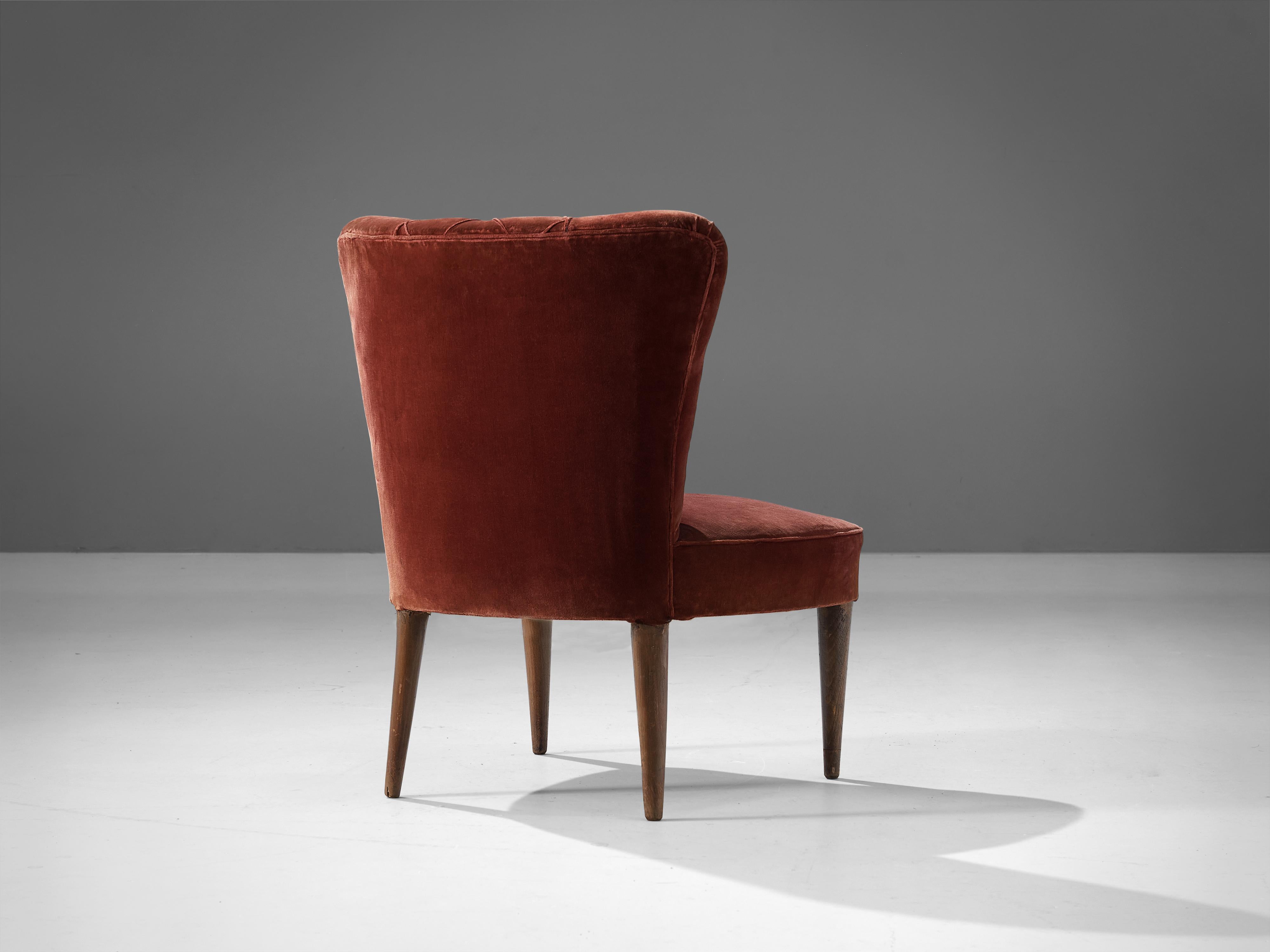 Melchiorre Bega Pair of Side Chairs in Red Velvet Upholstery 3