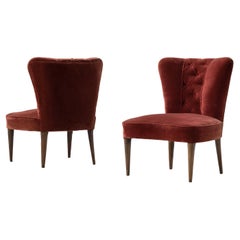 Melchiorre Bega Pair of Side Chairs in Red Velvet Upholstery