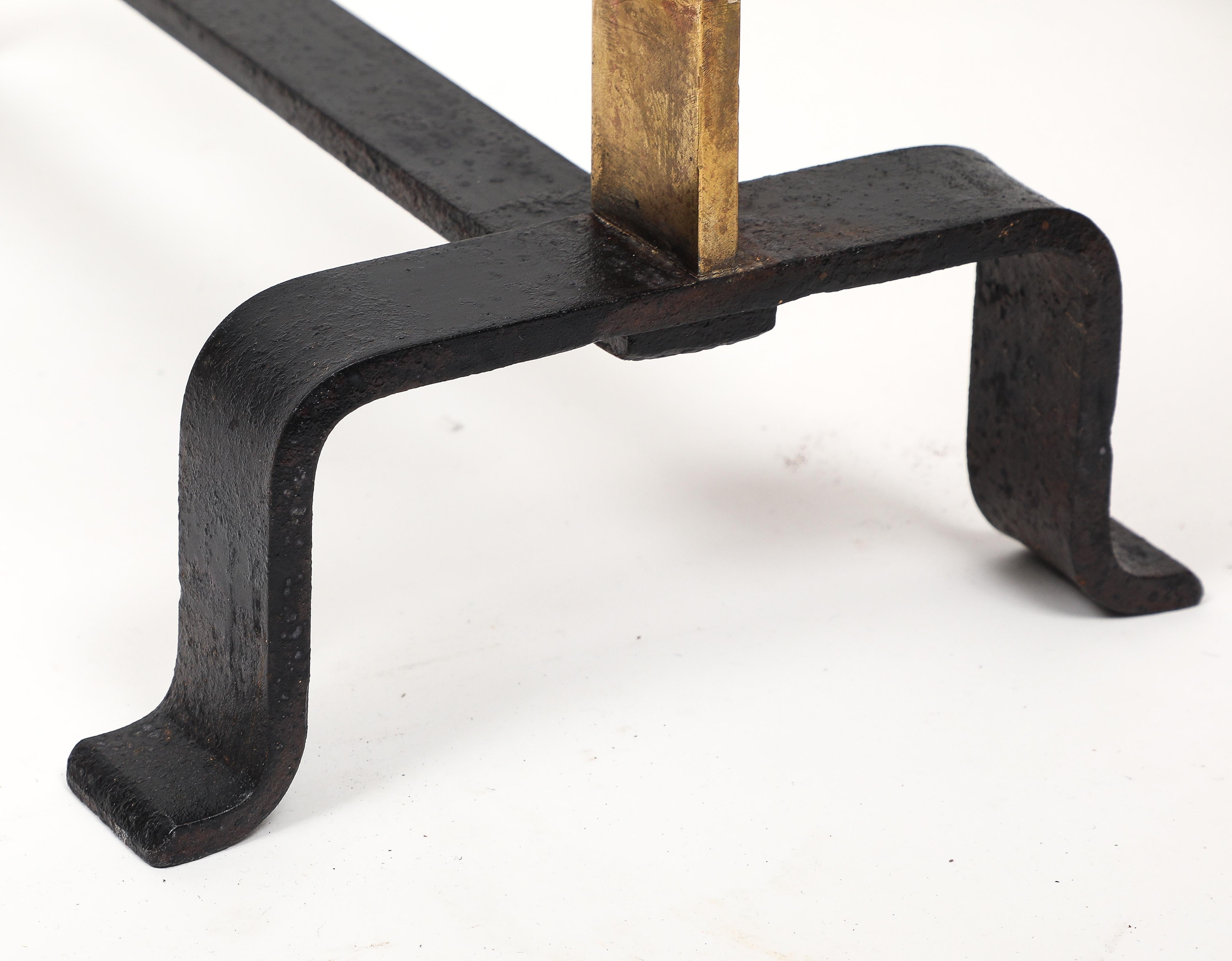 Melchiorre Bega Seltenes Paar Androns aus Schmiedeeisen und Messing Dokumentiert, 1950er Jahre im Angebot 5