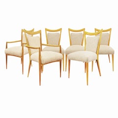 Melchiorre Bega Set of 6 European Cherry Wood Dining Chairs, 1950s