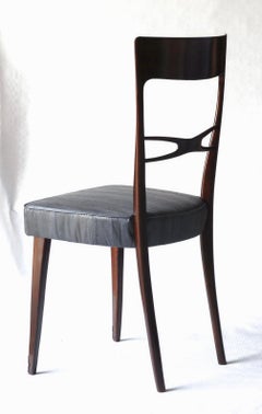 Melchiorre Bega Six Dining Chairs Glossy Finish, water snake skin box seated 50s