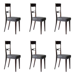 Melchiorre Bega Six Dining Chairs Glossy Finish, Reptile leather upholstering