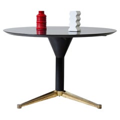 Melchiorre Bega, Table in Lacquered Wood with Base in Brass