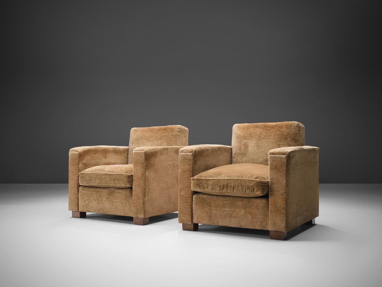 Mid-Century Modern Melchiorre Bega Velvet Lounge Chairs, 1935