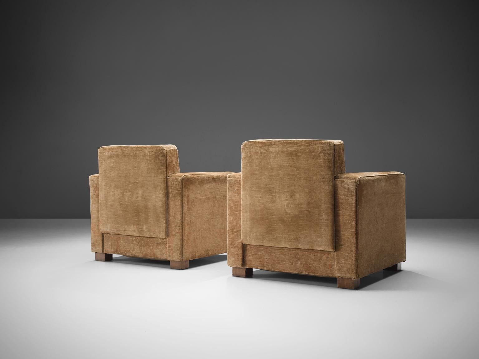 Italian Melchiorre Bega Velvet Lounge Chairs, 1935