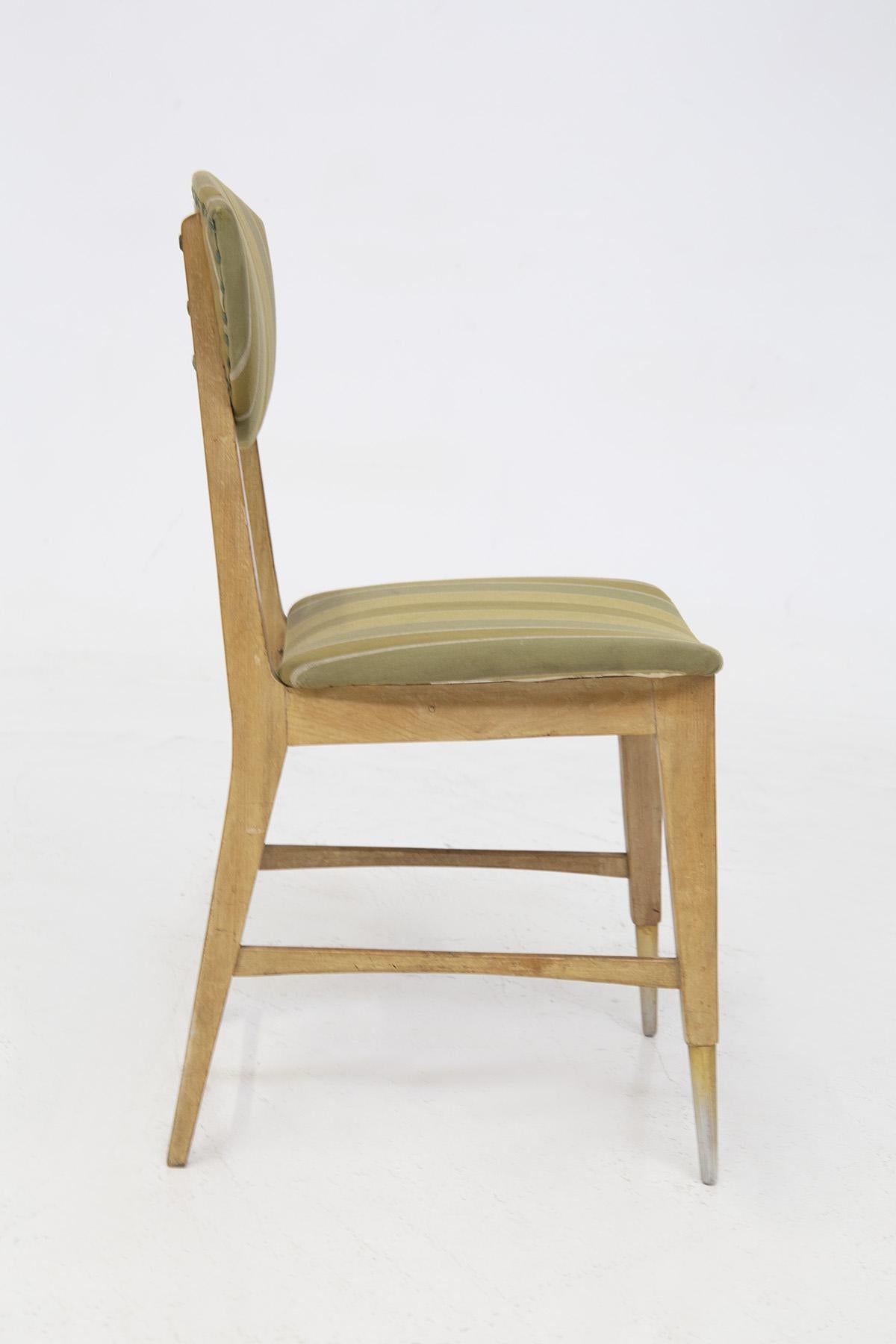 Melchiorre Bega Vintage Wood and Fabric Chairs For Sale 4