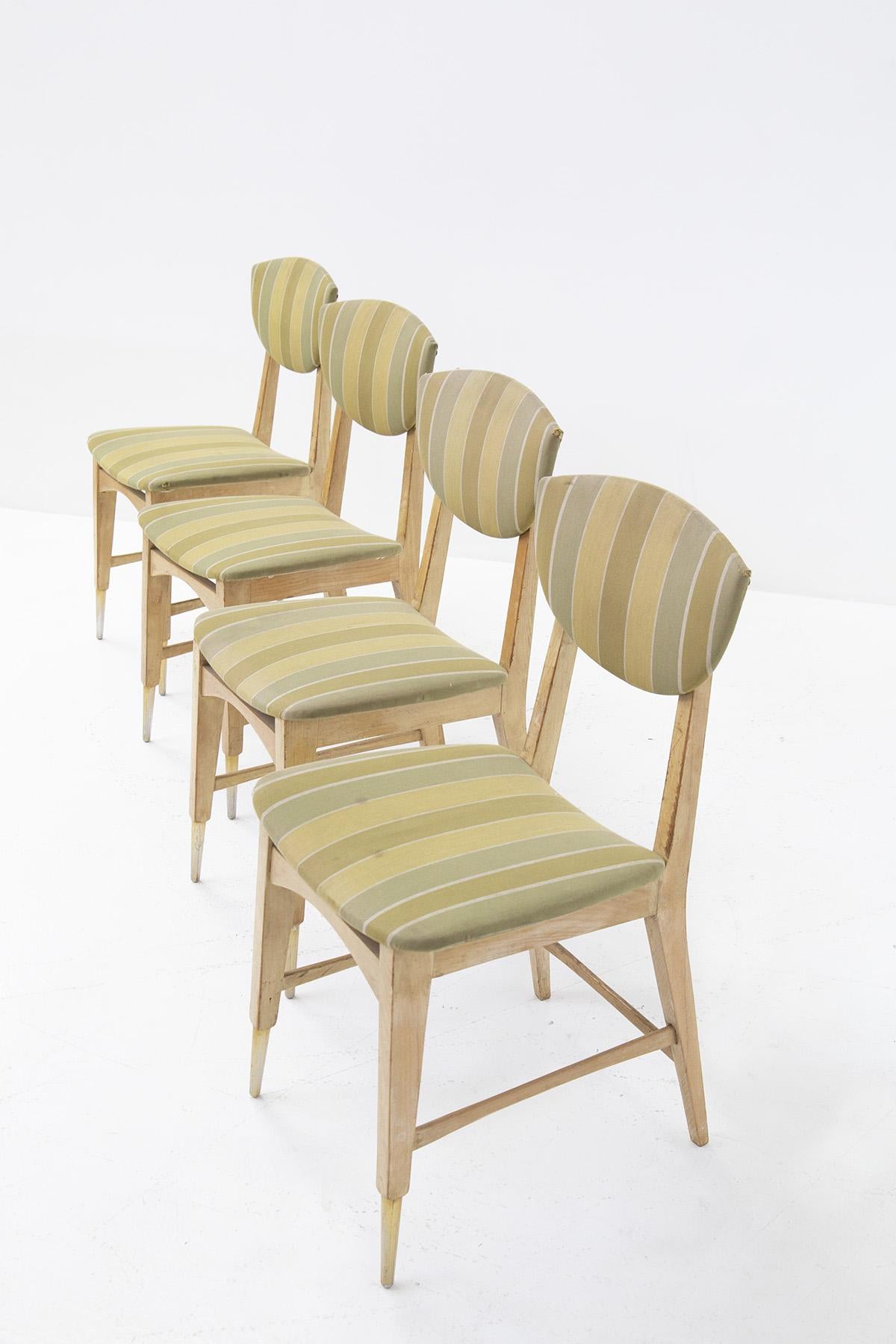 Melchiorre Bega Vintage Wood and Fabric Chairs For Sale 5