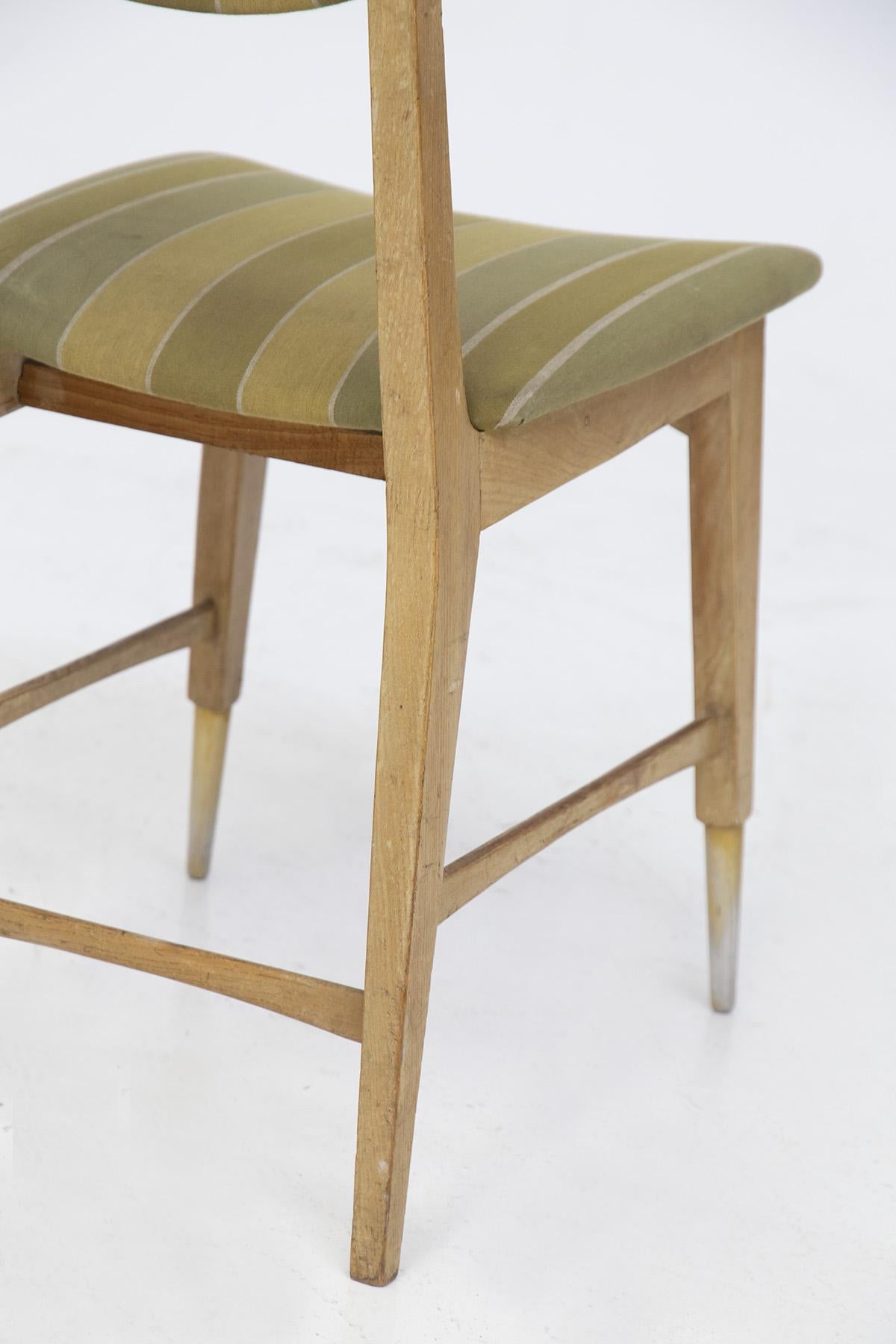 Melchiorre Bega Vintage Wood and Fabric Chairs In Good Condition For Sale In Milano, IT