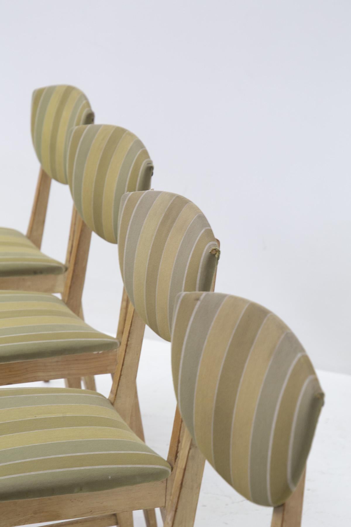 Mid-20th Century Melchiorre Bega Vintage Wood and Fabric Chairs For Sale