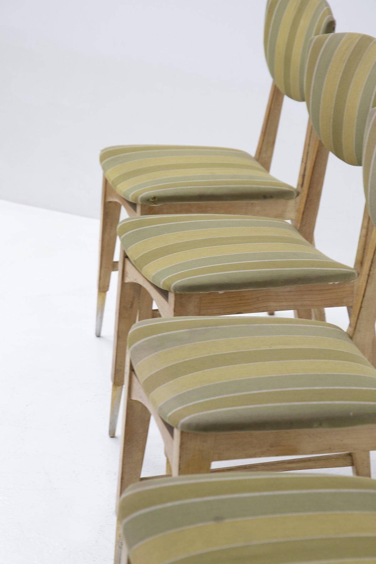 Melchiorre Bega Vintage Wood and Fabric Chairs For Sale 1