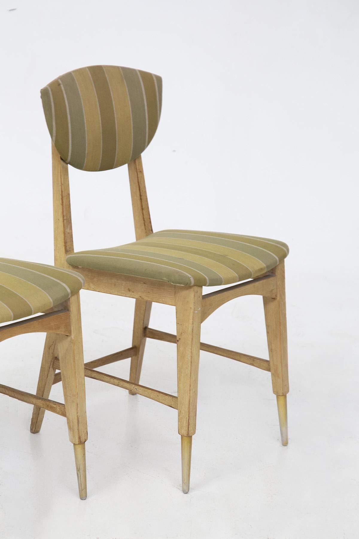 Melchiorre Bega Vintage Wood and Fabric Chairs For Sale 2