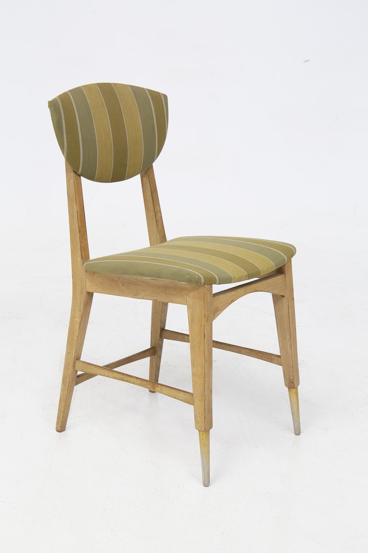 Melchiorre Bega Vintage Wood and Fabric Chairs For Sale 3