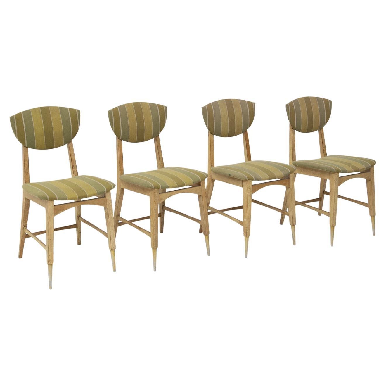 Melchiorre Bega Vintage Wood and Fabric Chairs For Sale