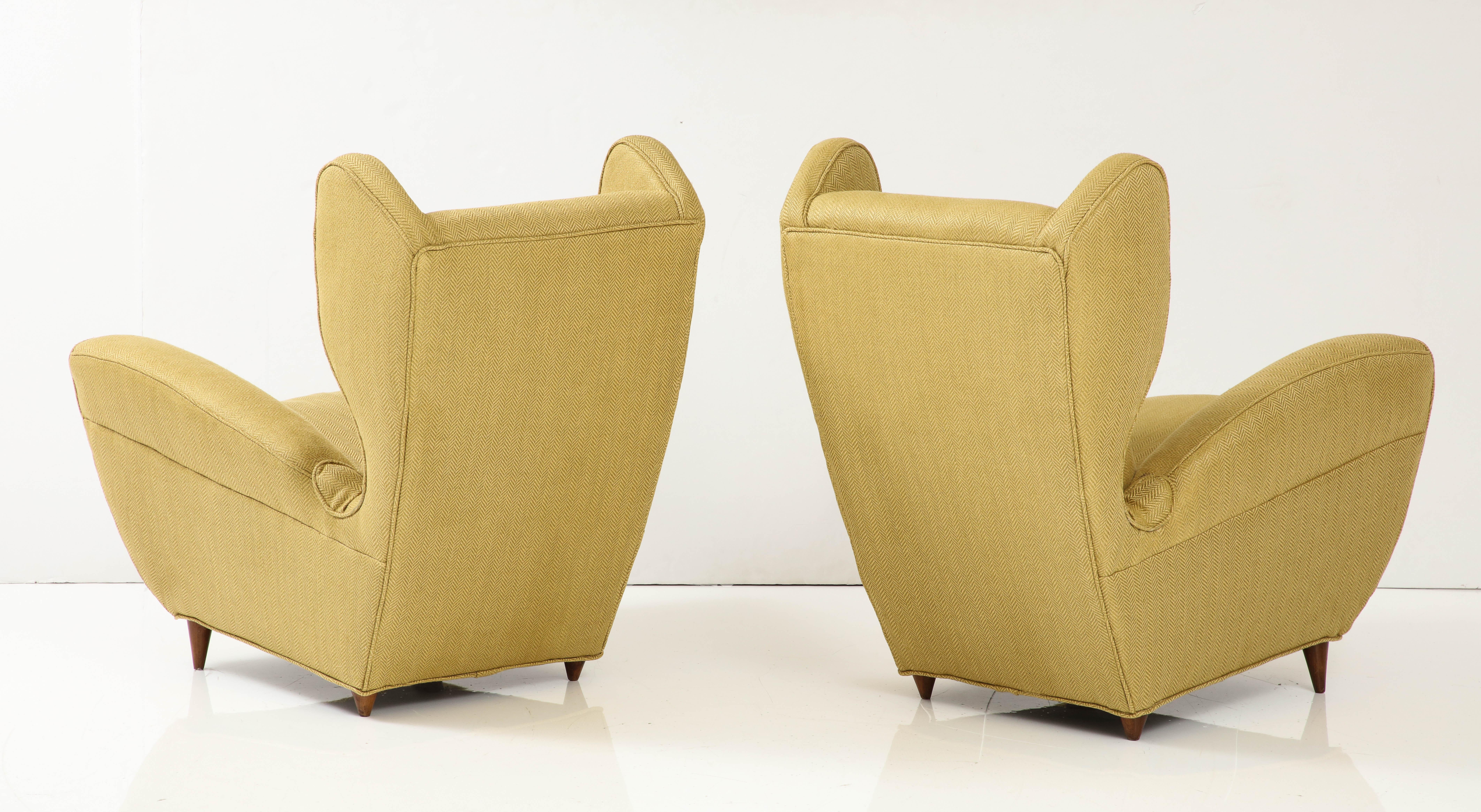 Italian Melchiorre Bega Wingback Lounge Chairs Italy 1950's For Sale