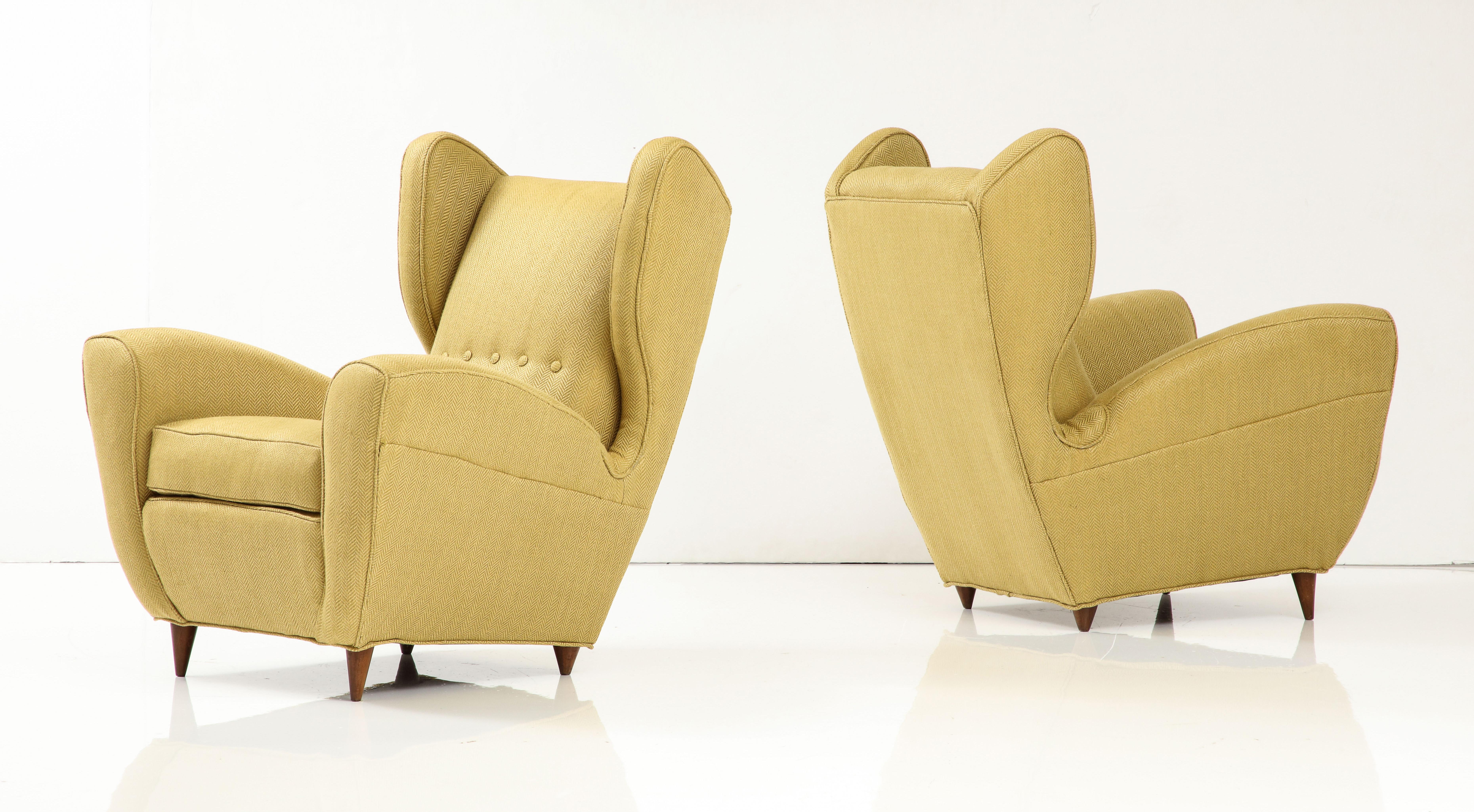 Mid-20th Century Melchiorre Bega Wingback Lounge Chairs Italy 1950's For Sale