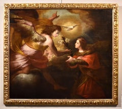 Annunciation Ceranino Paint Oil on canvas Old master 17th Century Italian Art