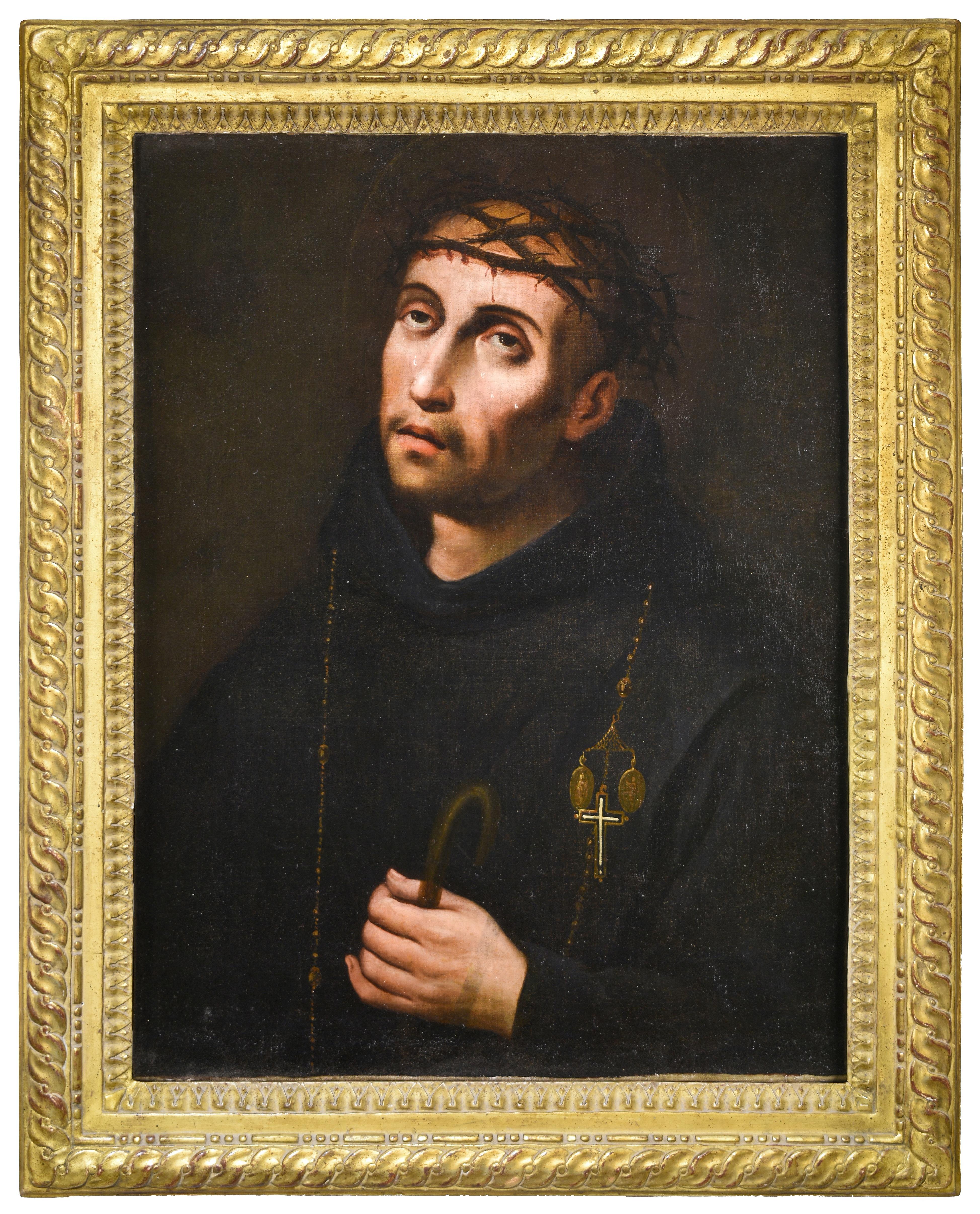 Saint John of God Baroque Oil Painting on Cotton Canvas, Framed