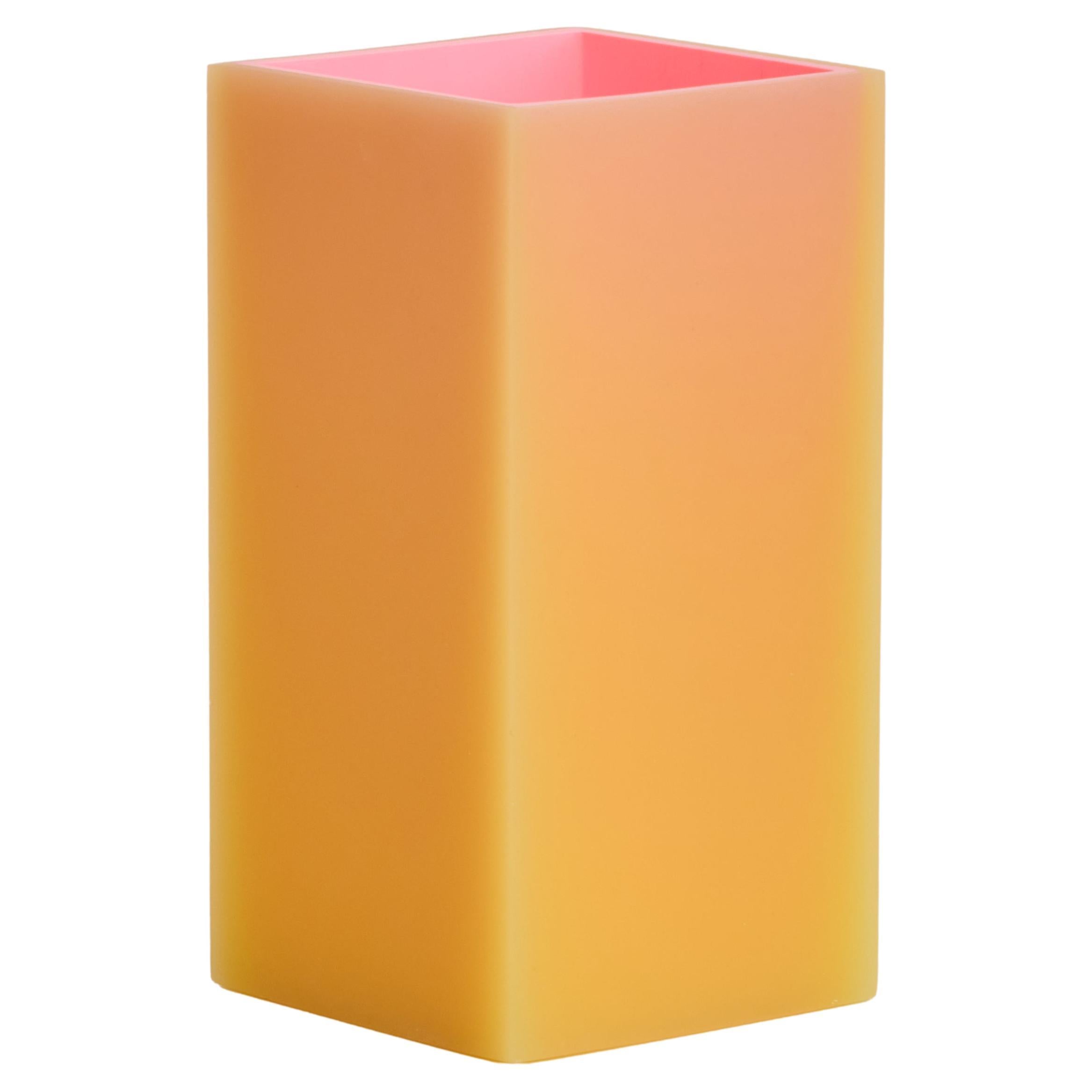 MELD Square Resin Vase/Decor in Orange by Facture, REP by Tuleste Factory For Sale