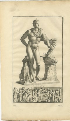 Meleager and the Calydonian Boar Antique Engraving, Montfaucon 1721