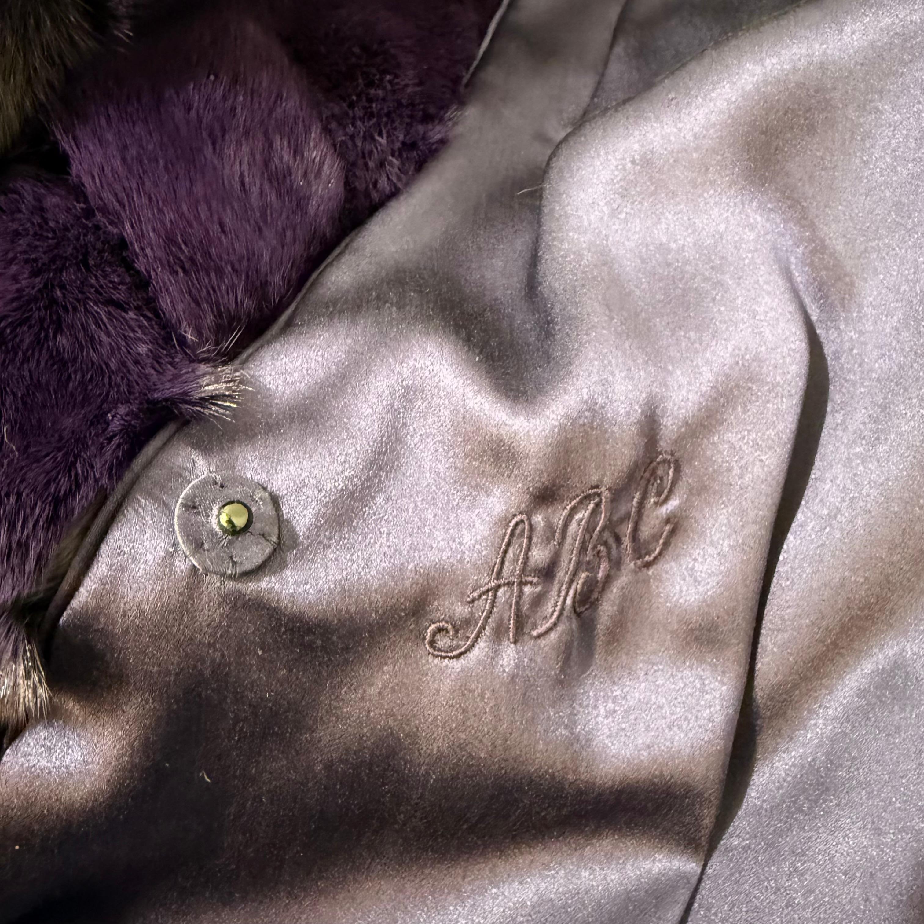 Melegari e Costa Montenapoleone Giacca in pelliccia di visone viola A.E.L. M. in vendita 3