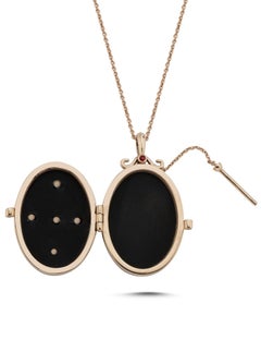 Melie Jewelry Golden Compass Locket Necklace 14K Gold & Diamond & Gemstones