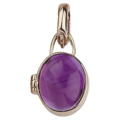 Melie Jewelry Amethyst-Medathyst-Medaillon-Anhänger aus 14K Gold  