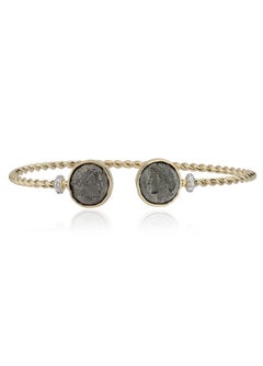 Melie Jewelry Cleopatra & Marcus Bracelet, 14K Gold & Diamond & Oxidized Silver
